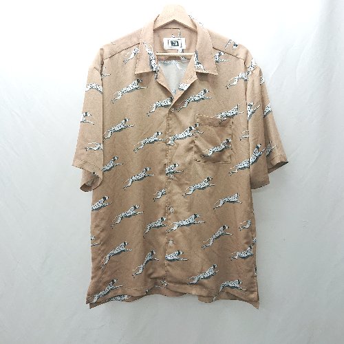 ◇ ⊂ ICON アイコン ダルメシアン柄 半袖 シャツ サイズ L ブラウン系 メンズ E 【中古】