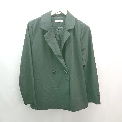 ◇ JUNOAH ジュノア Vネック 裏地 ボタン 薄手 シンプル オシャレ 長袖 ジャケット サイズM ブラック レディース E 【中古】