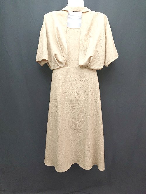 ◇ SELECT MOCA セレクトモカ フロントボタン 背中開き シンプル 半袖 ロング ワンピース サイズS ブラウン系 レディース E 【中古】