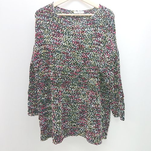 ◇ ◎ ●未使用● one after another NICE CLAUP レトロ 個性的 秋冬 長袖 ニット サイズF ブラック マルチ レディース E 【中古】