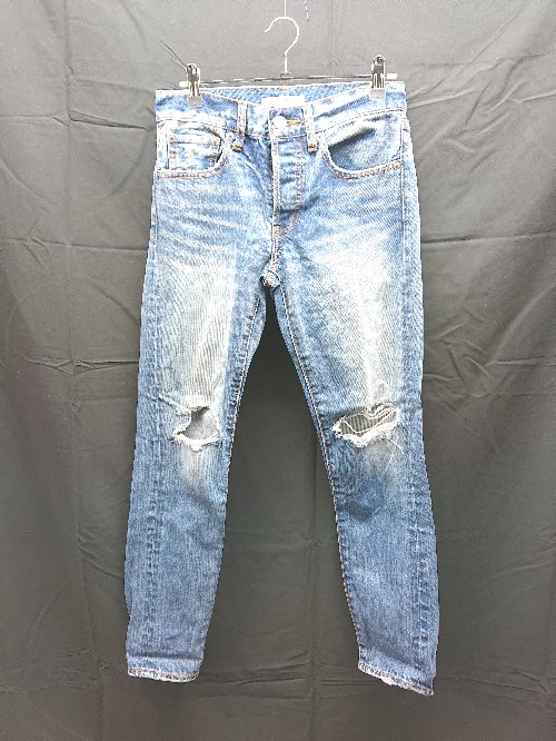 ◇ AZUL BY MOUSSY アズールバイマウジー ウォッシュ ダメージ 加工 ノンストレッチ デニムパンツ サイズ24 ブルー系 E 【中古】