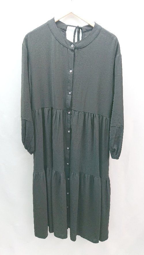 ◇ La-gemme ラジェム 綺麗め 無地 シンプル 大人 ロング丈 ワンピース サイズL ブラック レディース E 【中古】