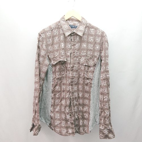 ◇ FRENCH CONNECTION チェック柄 レギュラー襟 スナップボタン 長袖 シャツ サイズM ブラウン系 レディース (メンズ) E 【中古】