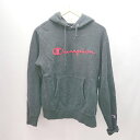 ◇ Champion チャンピオン フーディ― ロゴ シンプル きれいめ カジュアル 長袖 パーカ サイズM ブラック レディース E 【中古】