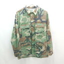 ◇ ノーブランド 迷彩 カモフラ 胸ポケット オーバーサイズ 長袖 シャツ サイズM グリーン メンズ E 【中古】