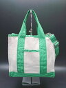 ◇ BENETTON UNITED COLORS キャンバス生地 シンプル 2WAY 無地 カジュアル トートバッグ ベージュ/グリーン レディース...
