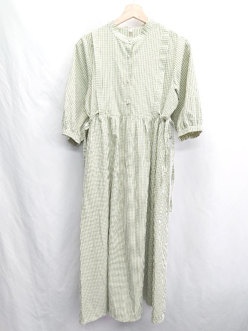 ◇ ⊂ jumelle ジュメロ チェック柄 長袖 ロング丈 ワンピース サイズF アイボリー グリーン レディース E 【中古】