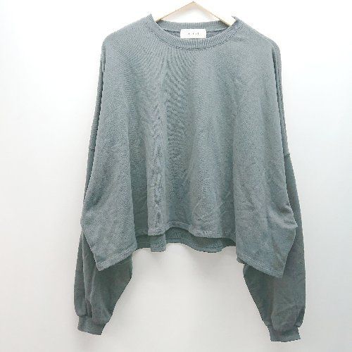 ◇ merlot シンプル 無地 ハイゲージ リブ ハイネック 長袖 セーター サイズ表記なし ダークグレー レディース メンズ E 【中古】