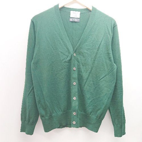 ◇ edifice ニット クルーネック フロントボタン リブ シンプル 長袖 カーディガン サイズ46 グリーン レディース メンズ E 【中古】