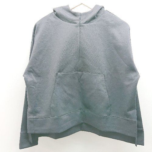 楽天フクワウチ◇ SHARE PARK フード アシメ裾 サラサラ生地 中厚手 カジュアル 長袖 ハーフジップパーカ サイズ1 ライトブラック レディース E 【中古】