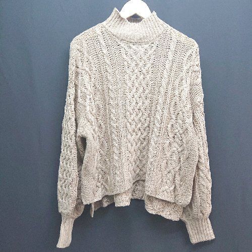 ◇ kutir クティール バルーンスリーブ ケーブル タートル 秋冬 長袖 ニット サイズF ベージュ レディース メンズ E 【中古】