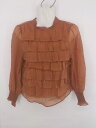 ◇ ◎ Lily Brown リリーブラウン ティアード シアー オシャレ リボン 長袖 カットソー サイズONE キャメル レディース P 【中古】