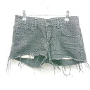◇ Lee リー カットオフ 無地 ウォッシュ加工 デニム ショートパンツ サイズM ブラック レディース E 【中古】