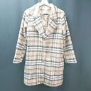 ◇ one after another NICE CLAUP チェック柄 シングル ゆったり 長袖 チェスターコート 表記なし ブラウン レディース E 【中古】(4)