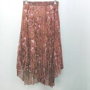 ◇ MOUSSY ノンストレッチ 裏地 フラワー 綺麗め 膝丈 ギャザー 変形ヘムデザイン シアー 花柄 スカート サイズ1 ブラウン レディース E 【中古】(4)