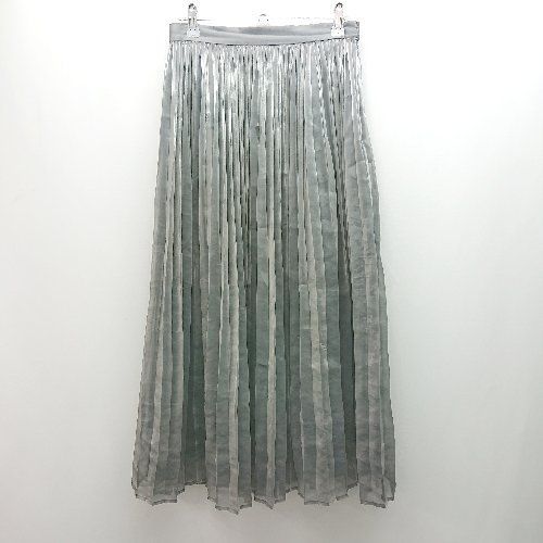 ◇ Antigravite プリーツ 光沢 シアー バックジップ ロング丈 フレア スカート サイズ1 グレー/モスグリーン レディース E 【中古】 ◇ Antigravite プリーツ 光沢 シアー バックジップ ロング丈 フレア スカート サイズ1 グレー/モスグリーン レディース E 【中古】