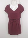 ◇ PROPORTION BODY DRESSING リボン パフスリーブ フェミニン 半袖 ミニ ワンピース サイズ2 バーガンディー レディース P 【中古】