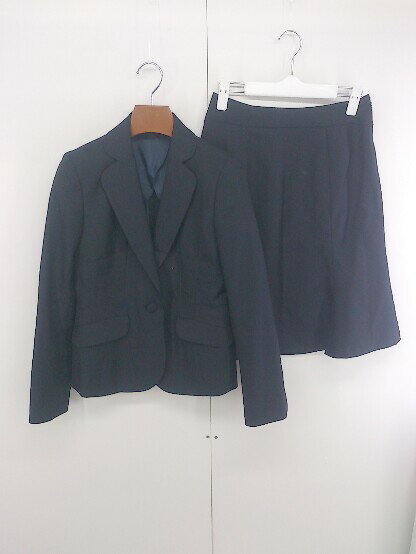 ◇ ANCHOR WOMAN PERSON S パーソンズ 膝丈 スカート スーツ セットアップ 上下 サイズ7 ネイビー レデ..