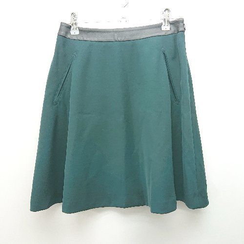 ◇ BEAUTY & YOUTH UNITED ARROWS サイドジップ 裏地 シンプル ショート丈 フレア スカート サイズM グリーン レディース E 【中古】
