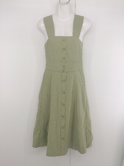 ◇ MAJESTIC LEGON マジェスティックレゴン バックリボン ミリタリー ロング ワンピース サイズM カーキ レディース P 【中古】