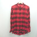 ◇ GUESS カジュアル チェック柄 おしゃれ 春 秋 長袖 シャツ サイズM レッド/ブラック レディース E 【中古】(4)