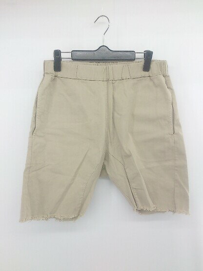 ◇ good hYOUman. カジュアル ロゴ USA製 カットオフ フリンジ ハーフ ショート パンツ サイズS ベージュ系 メンズ P 【中古】