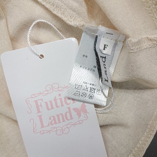 ◇ ◎ ●未使用● Futier land ナチュラル 薄手 春夏 シンプル 半袖 ロング丈 ワンピース サイズF ベージュ レディース E 【中古】
