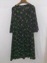 ◇ ◎ NATURAL BEAUTY BASIC 花柄 シアー 七分袖 膝下丈 ワンピース サイズS ブラック レッド グリーン系 レディース E 【中古】