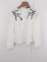 ◇ ◎ ZARA BASIC 刺繍 長袖 ブラウス カットソー サイズEUR S USA S MEX 26 ホワイト ネイビー系 レディース P 【中古】(4)