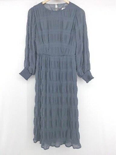 ◇ natural couture ウエストゴム ギャザー 長袖 膝下丈 フレア ワンピース ネイビー レディース E 【中古】 ◇ natural couture ウエストゴム ギャザー 長袖 膝下丈 フレア ワンピース ネイビー レディース E 【中古】