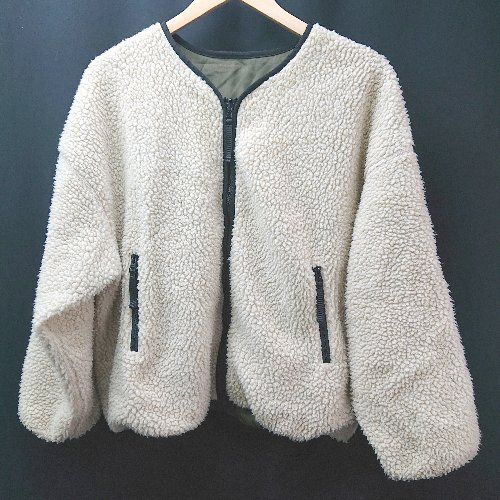 ◇ Chaco closet リバーシブル ジップアップ Vネック ボア 起毛 長袖 ジャケット サイズF ベージュ系 レディース E 【中古】