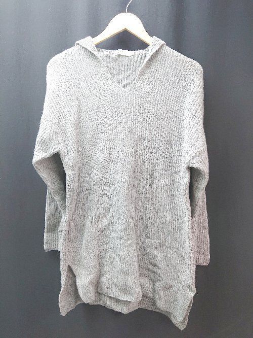 ◇ Dessin デッサン Vネック ケーブル 起毛 シンプル オシャレ ストレッチ 長袖 ニット サイズ3 グレー系 レディース E 【中古】