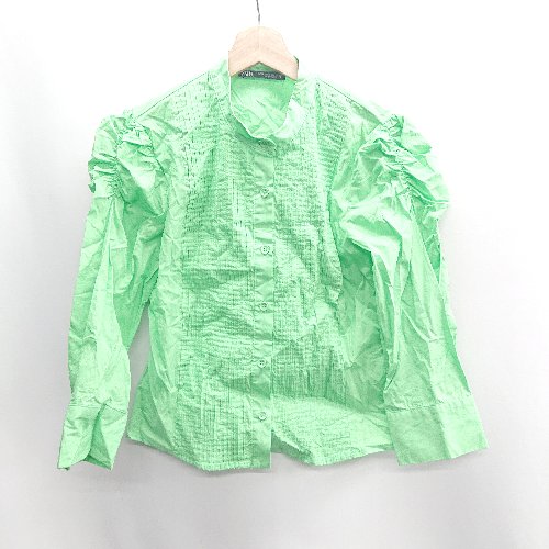 ◇ ⊂ ZARA ザラ パフスリーブ 七分袖 ブラウス サイズ XS グリーン系 レディース E 【中古】 ◇ ⊂ ZARA ザラ パフスリーブ 七分袖 ブラウス サイズ XS グリーン系 レディース E 【中古】
