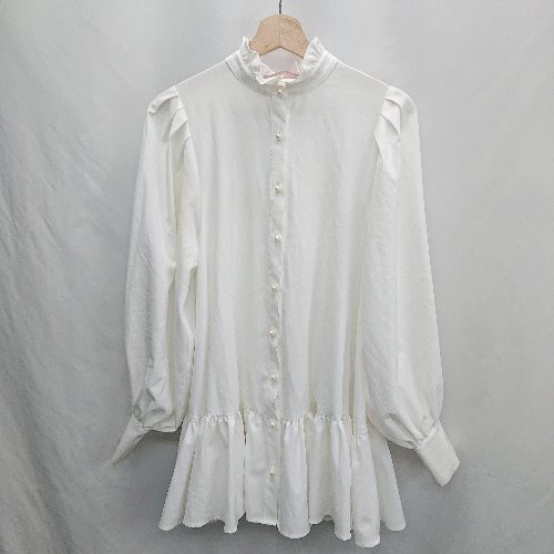 ◇ ⊂ VIOLETTA ヴィオレッタ フリル パール装飾 長袖 チュニック サイズF ホワイト レディース E 【中古】 ◇ ⊂ VIOLETTA ヴィオレッタ フリル パール装飾 長袖 チュニック サイズF ホワイト レディース E 【中古】