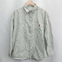 ◇ Θ U.S. POLO ASSN. ストライプ柄 長袖 シャツ サイズF グリーン メンズ E 【中古】(4)