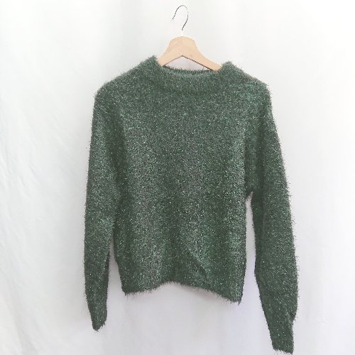 ◇ ⊇ H&M エイチアンドエム ラメ入り 長袖 ニット サイズXS グリーン レディース E 【中古】