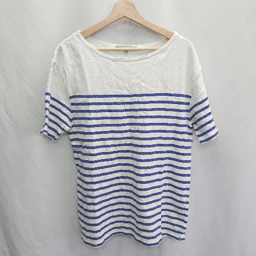 ◇ ⊂ A DAY IN THE LIFE UNITED ARROWS ボーダー柄 半袖 Tシャツ サイズL ホワイト ブルー レディース E 【中古】