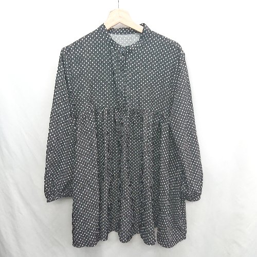 ◇ ⊂ DISCOAT ディスコート ドット柄 長袖 チュニック サイズF ブラック ホワイト レディース E 【中古】 ◇ ⊂ DISCOAT ディスコート ドット柄 長袖 チュニック サイズF ブラック ホワイト レディース E 【中古】