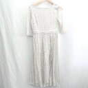 ◇ ⊂ a.v.v アー ヴェ ヴェ レース プリーツ切替え 五分袖 ロング ワンピース サイズS グレー レディース E 【中古】