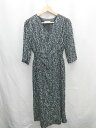 ◇ ⊂ natural couture ナチュラルクチュール 総柄 長袖 ロング丈 ワンピース サイズM ブラック ホワイト レディース E 【中古】