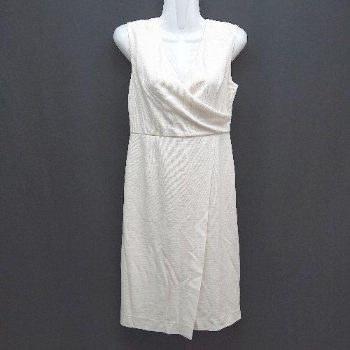 ◇ UNITED ARROWS スリーブレス バックファスナー 裏地あり きれいめ 膝丈 ワンピース サイズ36 ホワイト レディース E 【中古】