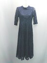 ◇ LACE LADIES レース きれいめ シンプル カジュアル 七分袖 ロング丈 ワンピース サイズS ネイビー レディース E 【中古】