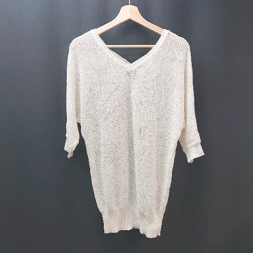 ◇ INGNI イング ドルマンスリーブ メッシュ バックレースアップ 長袖 ニット サイズM ホワイト レディース E 【中古】