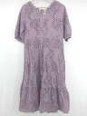 ◇ ◎ w closet ダブルクローゼット 刺繍 Vネック 五分袖 膝下丈 ワンピース サイズF パープル系 レディース E 【中古】