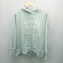 ◇ SM2 サマンサ モスモス フーディー プリント 裏起毛 長袖 パーカー サイズF ブルー レディース E 【中古】
