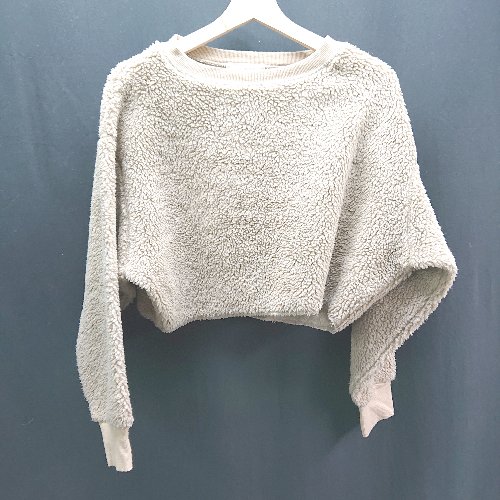 ◇ B:MING 袖リブ クロップド丈 ラウンドネック カジュアル 長袖 ボアフリース サイズ表記なし ベージュ..