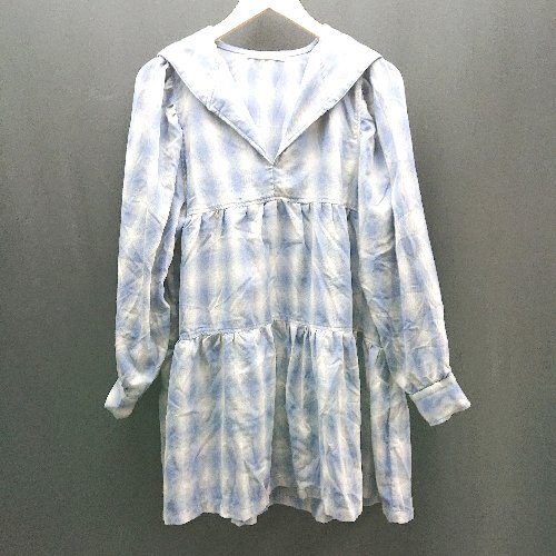 ◇ Alley by w closet ボリューム 襟 セーラーカラー ワンピース 半袖 チュニック サイズF ブルー/ホワイト レディース E 【中古】 ◇ Alley by w closet ボリューム 襟 セーラーカラー ワンピース 半袖 チュニック サイズF ブルー/ホワイト レディース E 【中古】