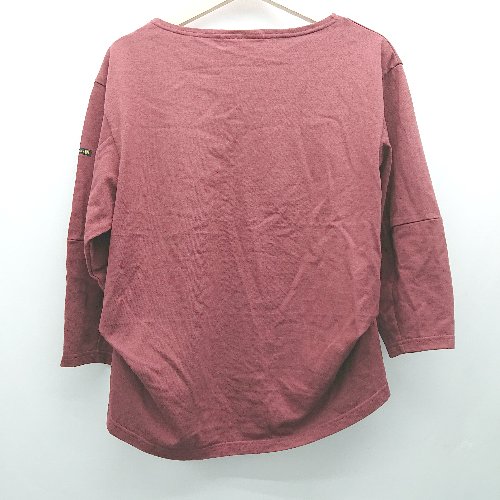 ◇ kha:ki カーキ クルーネック 無地 シンプル 七分袖 Tシャツ サイズ1 ワインレッド レディース E 【中古】