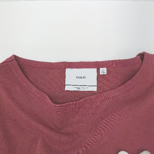 ◇ kha:ki カーキ クルーネック 無地 シンプル 七分袖 Tシャツ サイズ1 ワインレッド レディース E 【中古】