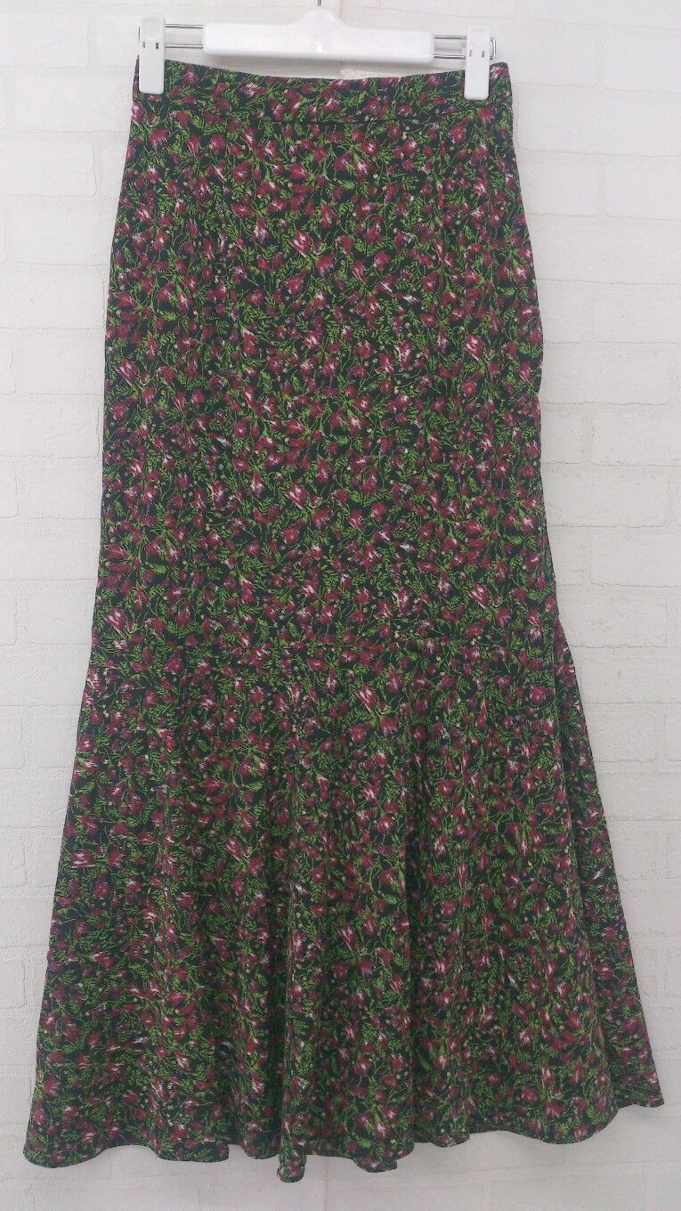 ◇ ◎ ●未使用● apart by バックゴム ボタニカル柄 ロング マーメイド スカート サイズF ブラック マルチ レディース E 【中古】